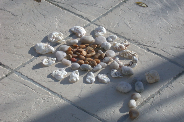 Fleur de galets sur la terrasse